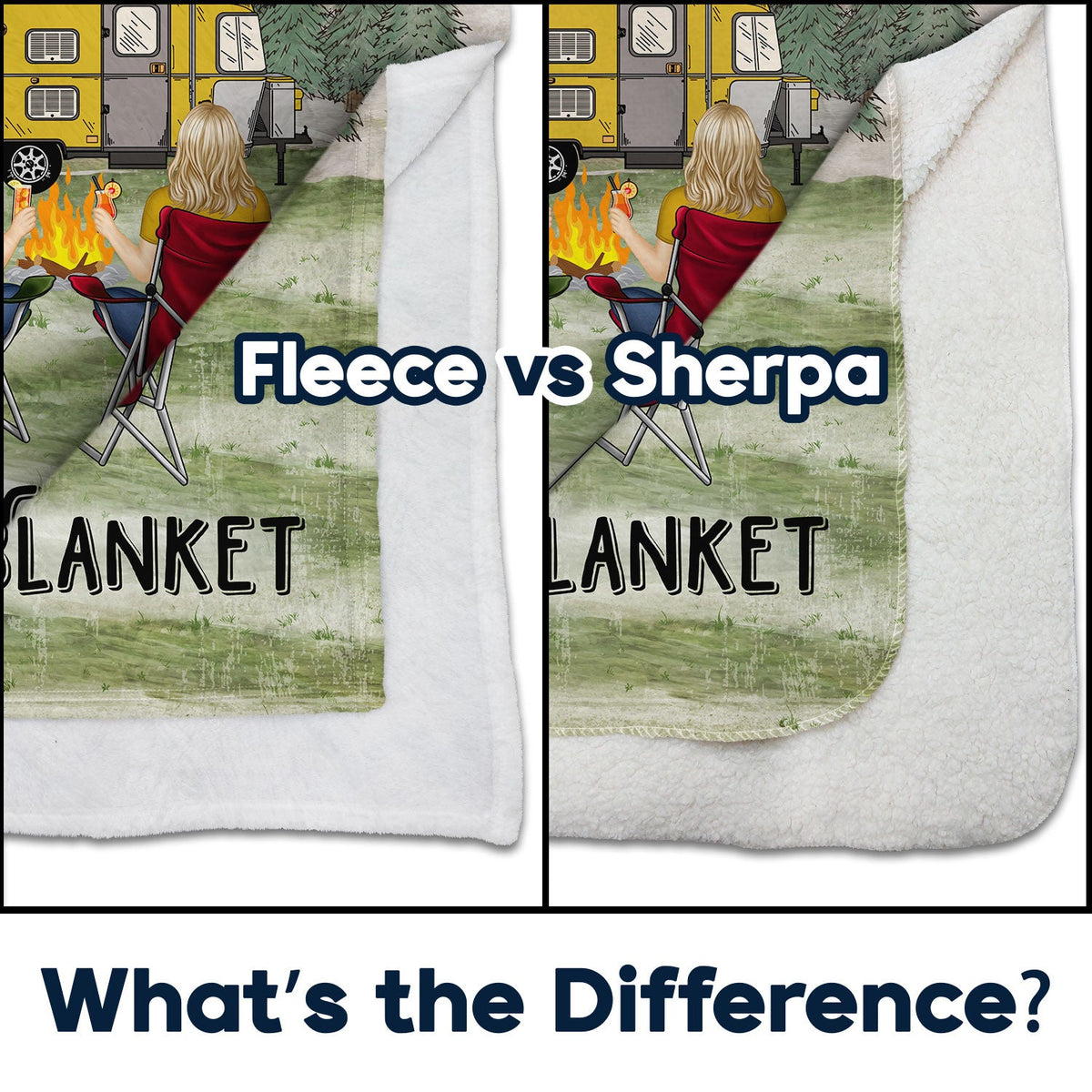 Family Camping Blanket - Gift For Camping Lovers - Personalized Fleece Blanket, Sherpa Blanket