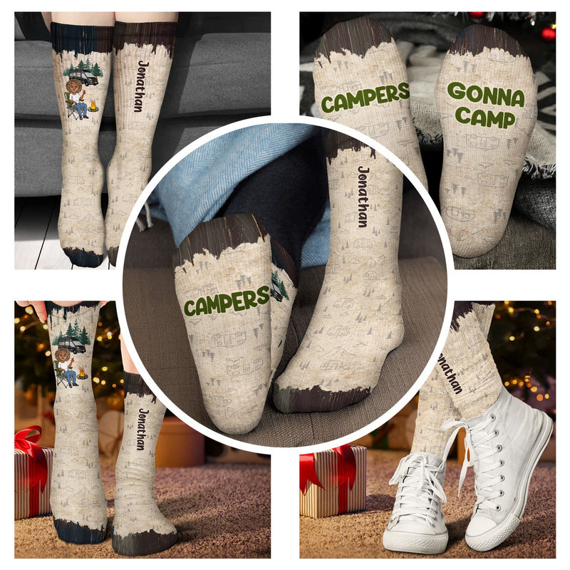 I'd Rather Be Camping - Gift For Camping Lovers - Personalized Socks