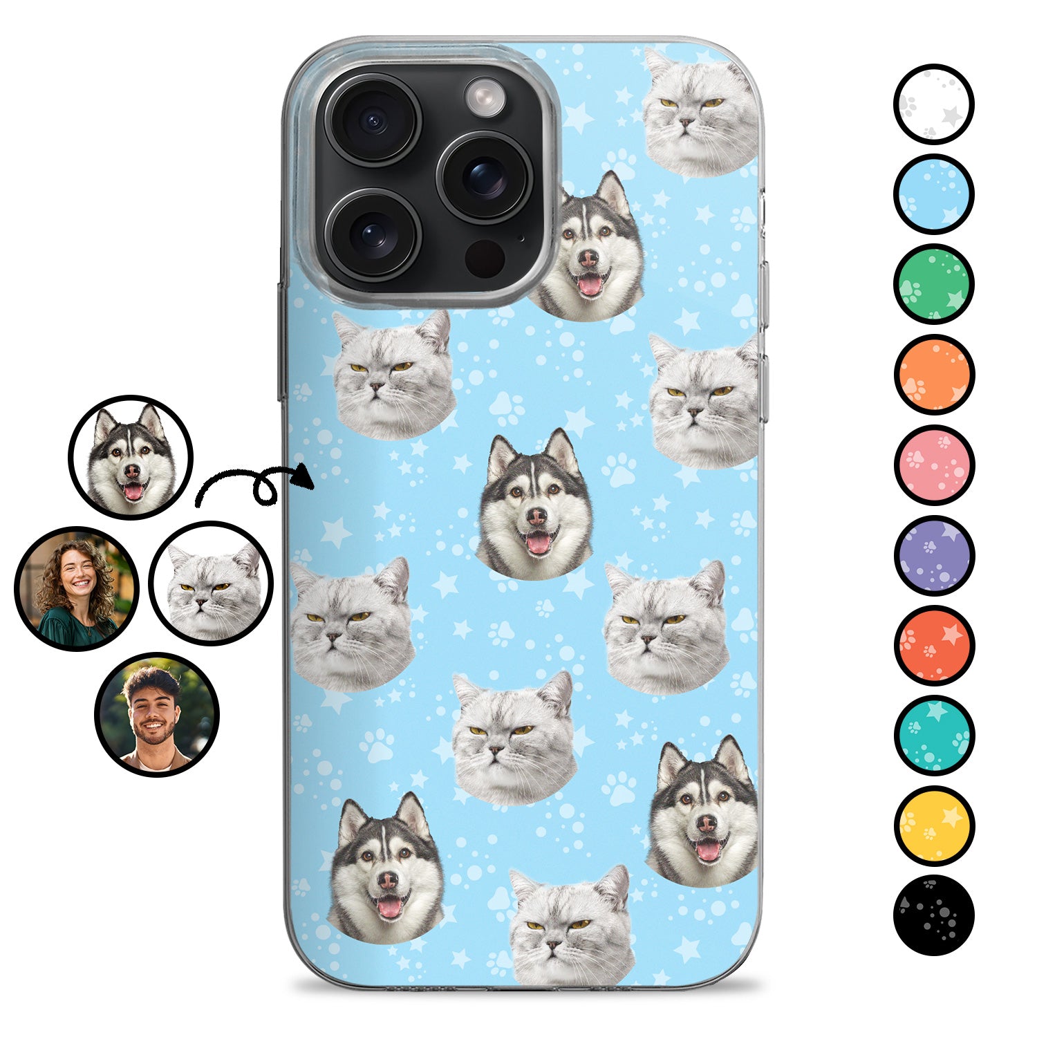 Custom Photo Pet Faces Human Faces - Gift For Dog Lovers, Cat Lovers, Men, Women - Personalized Clear Phone Case