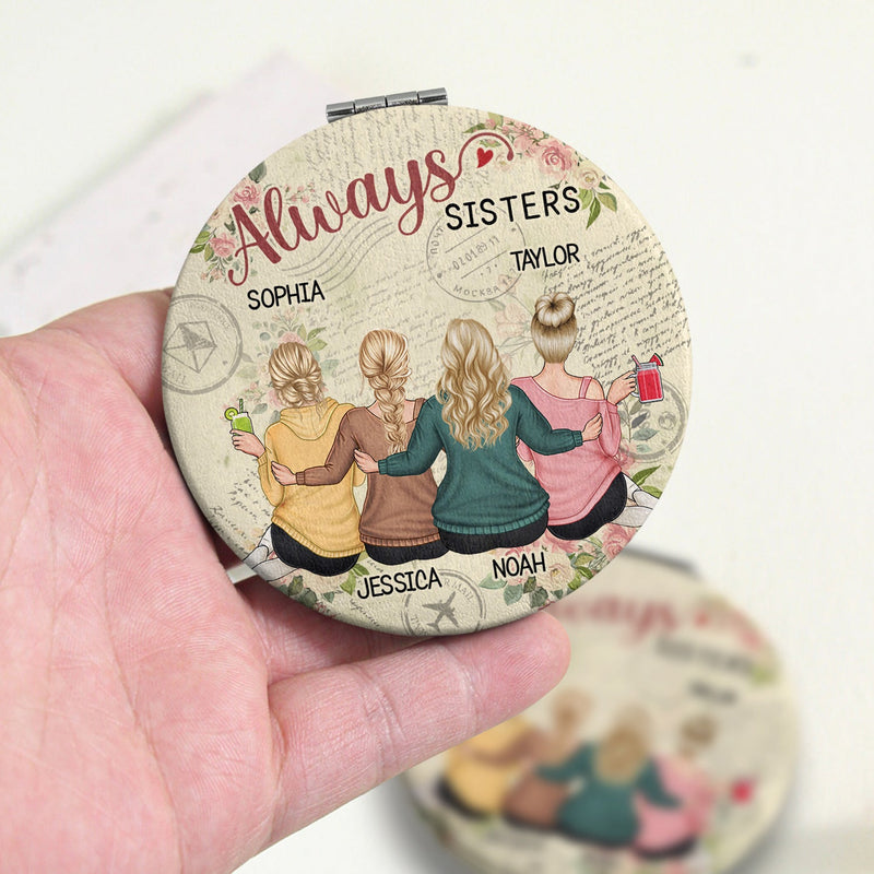 Always Besties - Gift For Best Friends, Besties - Personalized Circle Compact Mirror