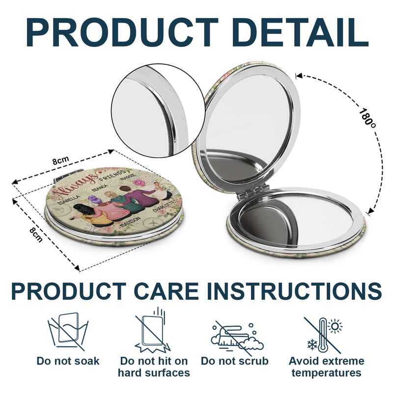 Always Besties - Gift For Best Friends, Besties - Personalized Circle Compact Mirror