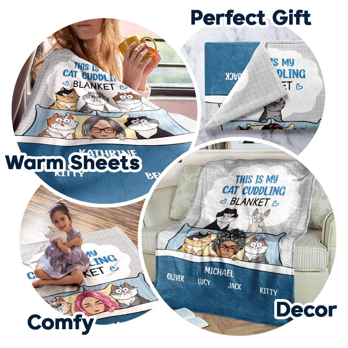 This Is My Cat Cuddling Cozy - Gift For Cat Lovers - Personalized Fleece Blanket, Sherpa Blanket