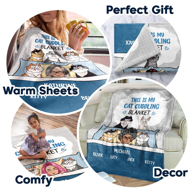 This Is My Cat Cuddling Cozy - Gift For Cat Lovers - Personalized Fleece Blanket, Sherpa Blanket