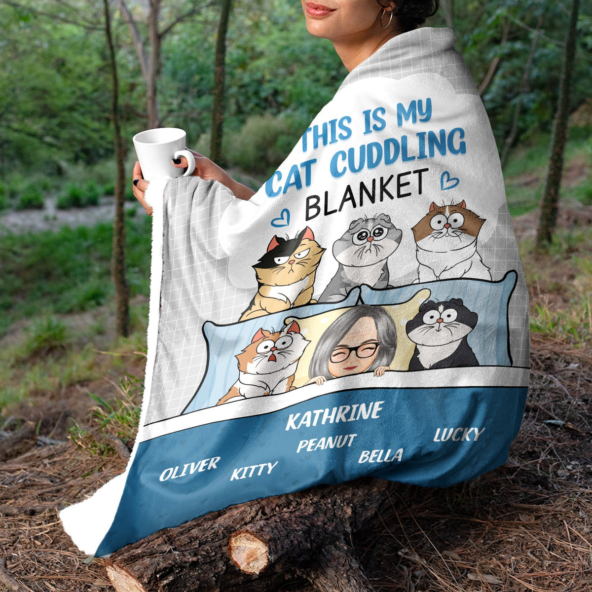 This Is My Cat Cuddling Cozy - Gift For Cat Lovers - Personalized Fleece Blanket, Sherpa Blanket