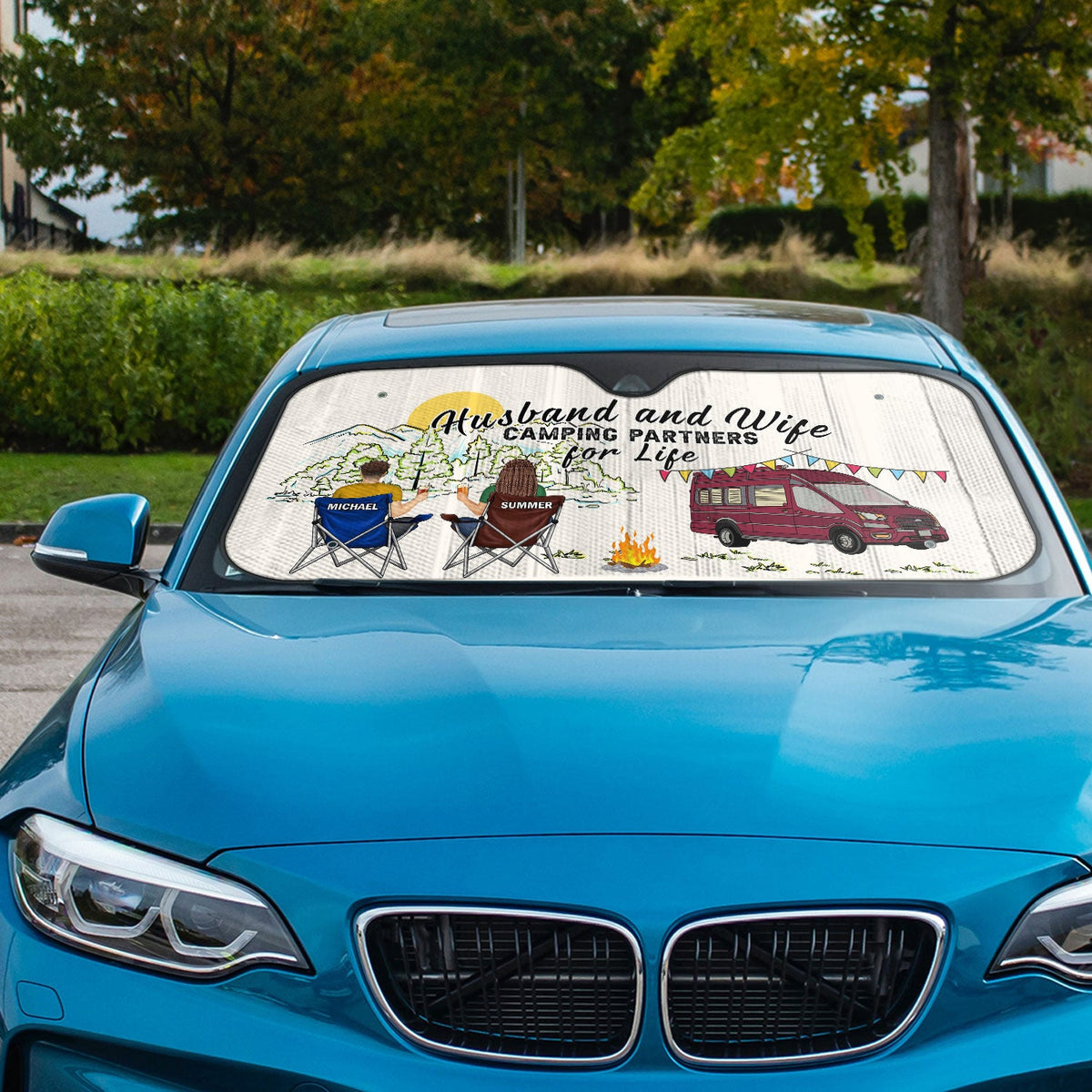 Home Is Where We Park It - Gift For Camping Lovers - Personalized Auto Sunshade