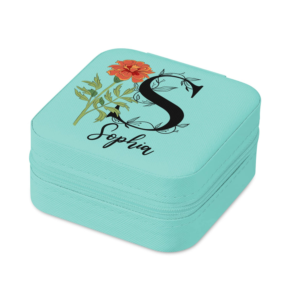 Fleur de naissance avec nom - Cadeau pour elle, Cadeau pour femme - Coffret à bijoux personnalisé