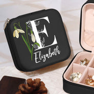 Fleur de naissance avec nom - Cadeau pour elle, Cadeau pour femme - Coffret à bijoux personnalisé