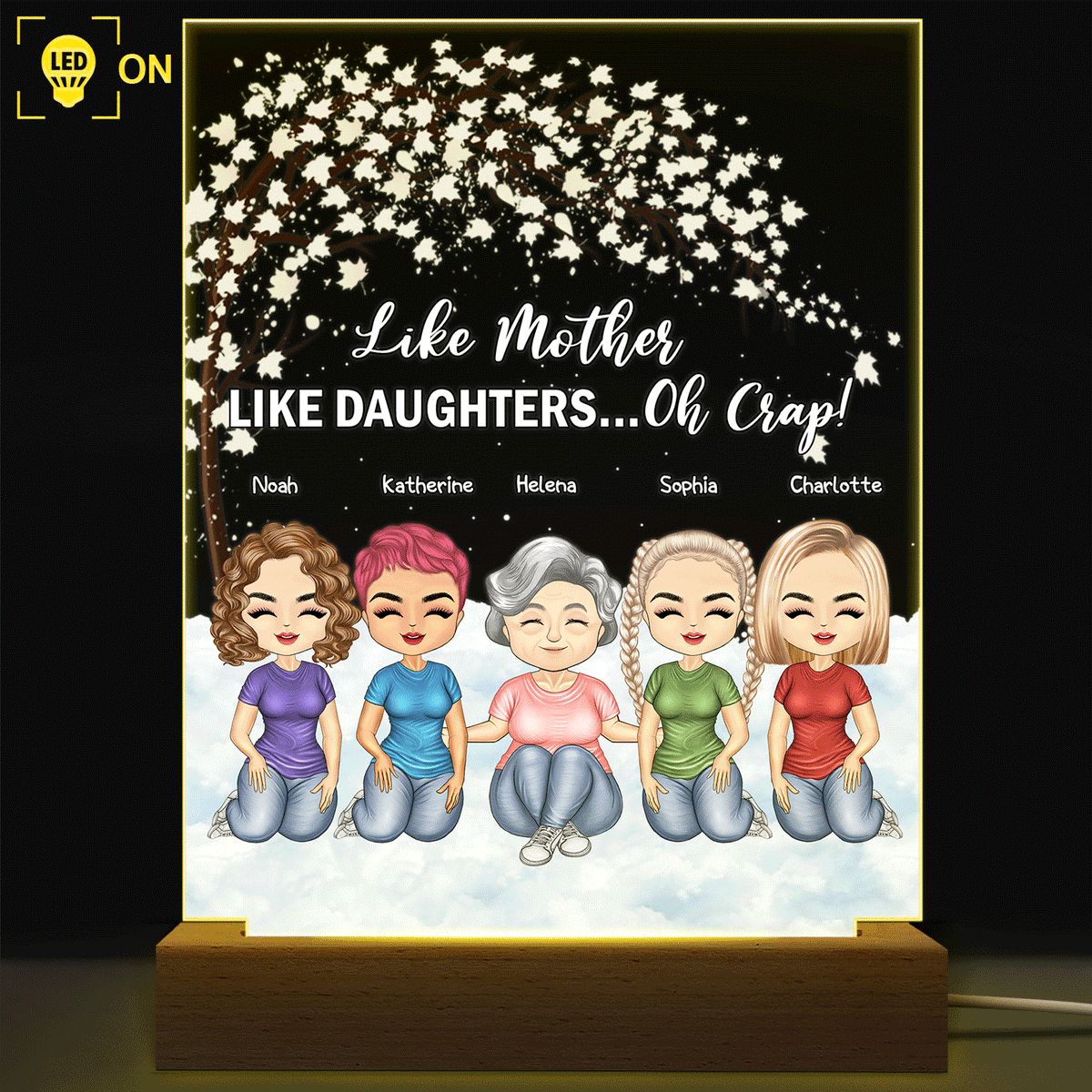 Like Mother Like Daughter Custom Mom Daughter Personalized Shaped Plaque Light Bases