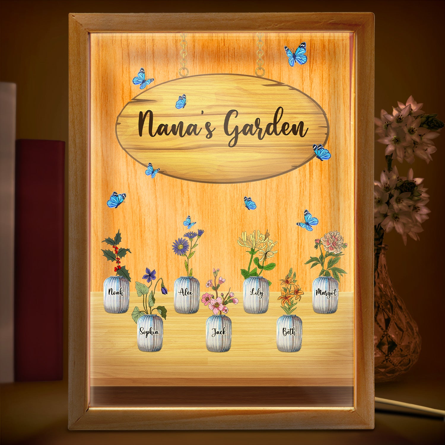 Grandma's Garden - Gift For Grandma, Mommy - Personalized Picture Frame Light Box
