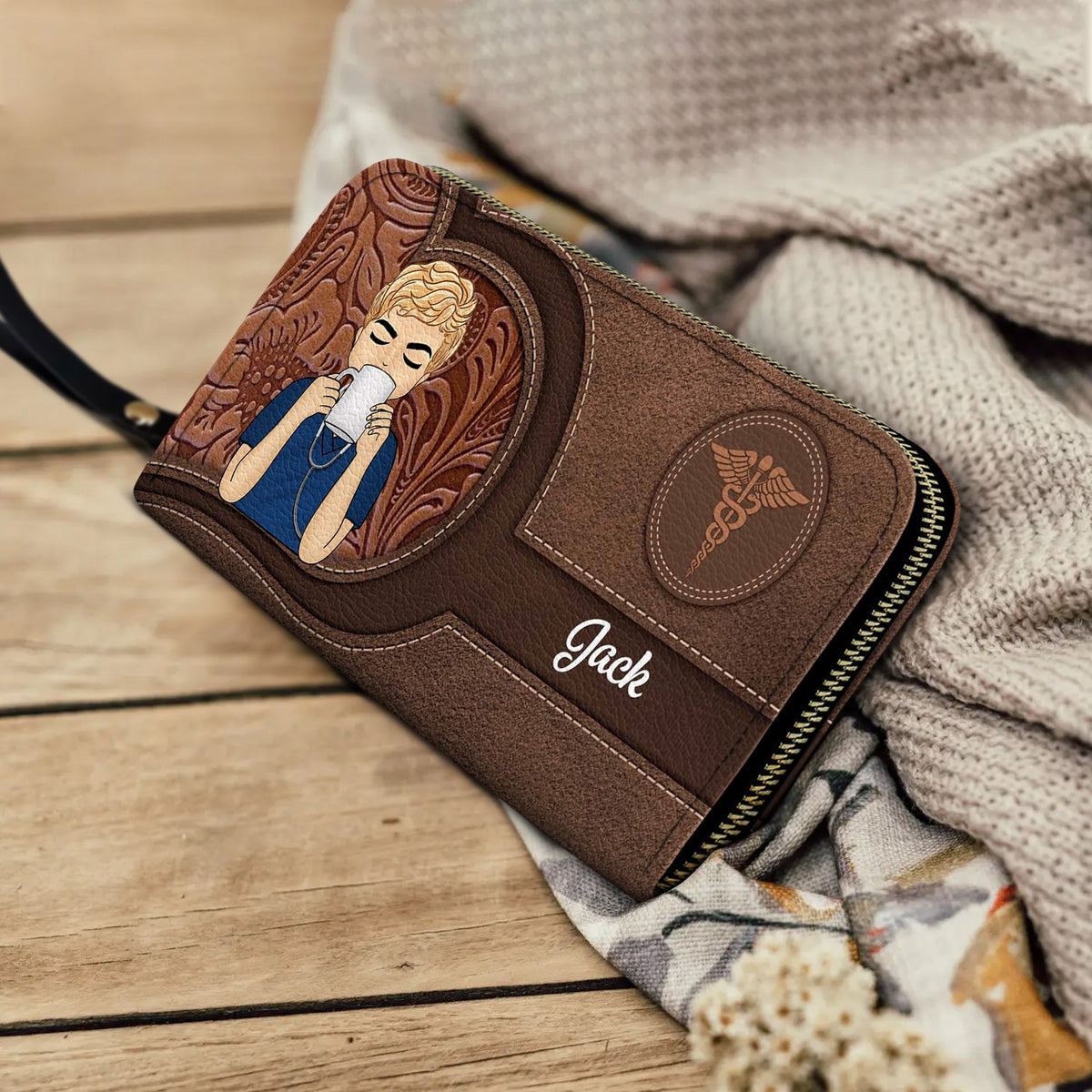 Nurse Aesthetic Pattern - Birthday, Loving Gift For Nurse - Personalized Leather Long Wallet