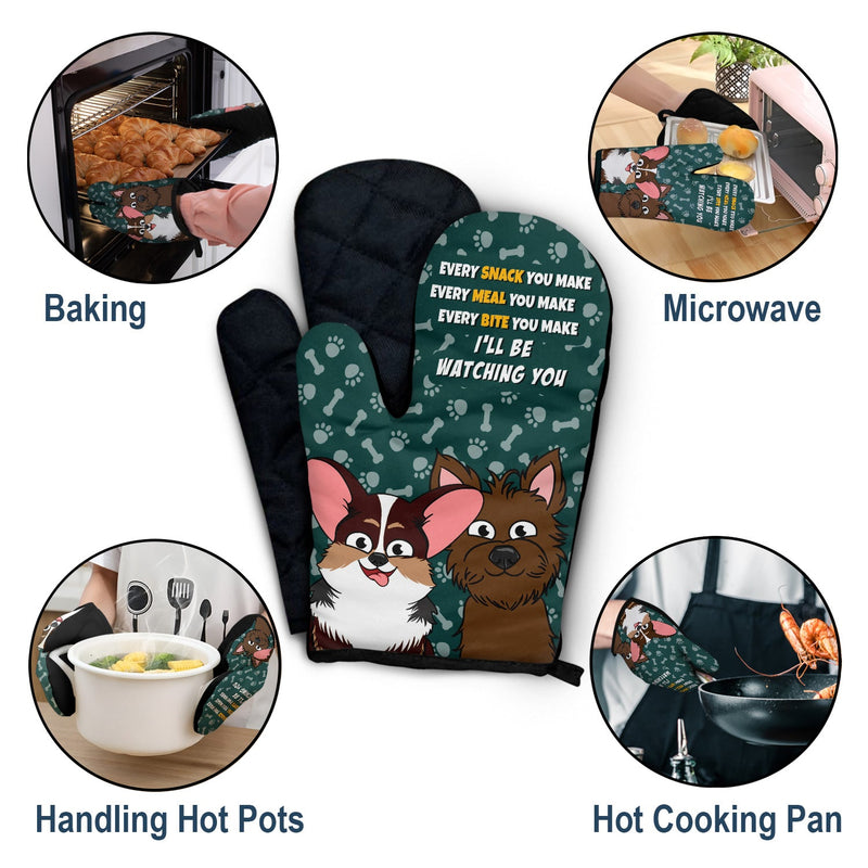 Every Snack You Make Cartoon Dog - Funny Gift For Dog Lovers - Personalized Oven Mitts, Pot Holders