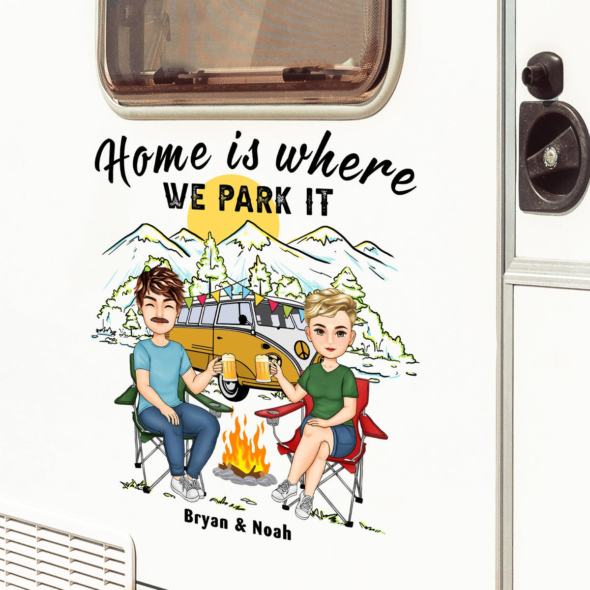 Personalized Camping Couple Wooden Sign - Gift For Couple/Camping Lover - Life Is Better Around The Campfire
