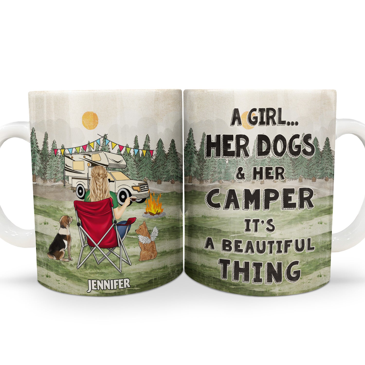 It's A Beautiful Things - Gift For Dog And Camping Lovers - Personalized White Edge-to-Edge Mug