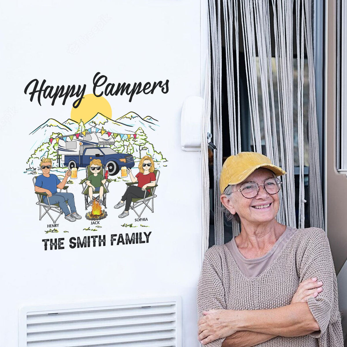 Créer des souvenirs, un camping à la fois - Cadeau pour les familles de camping - Décoration de camping personnalisée, autocollant décoratif