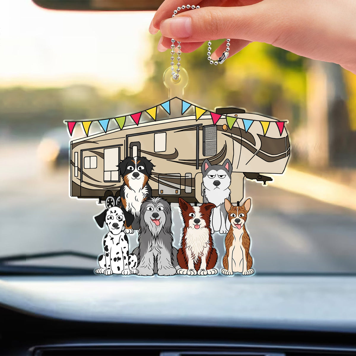 RV & Dog - Gift For The One Loved Camping With Dog - Personalized Acrylic Car Hanger