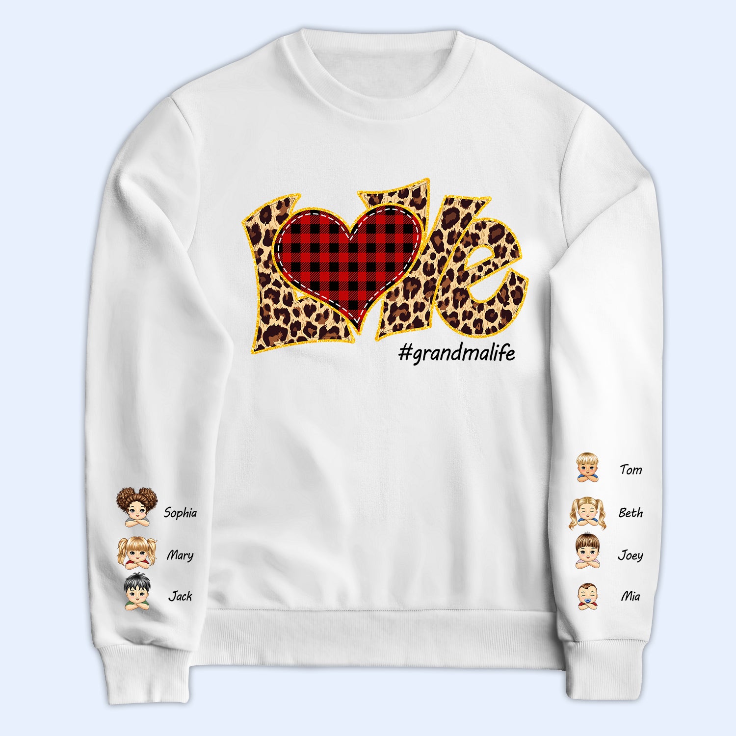 Love Grandma Life - Gift For Grandma - Personalized Sweatshirt With Sleeve Imprint