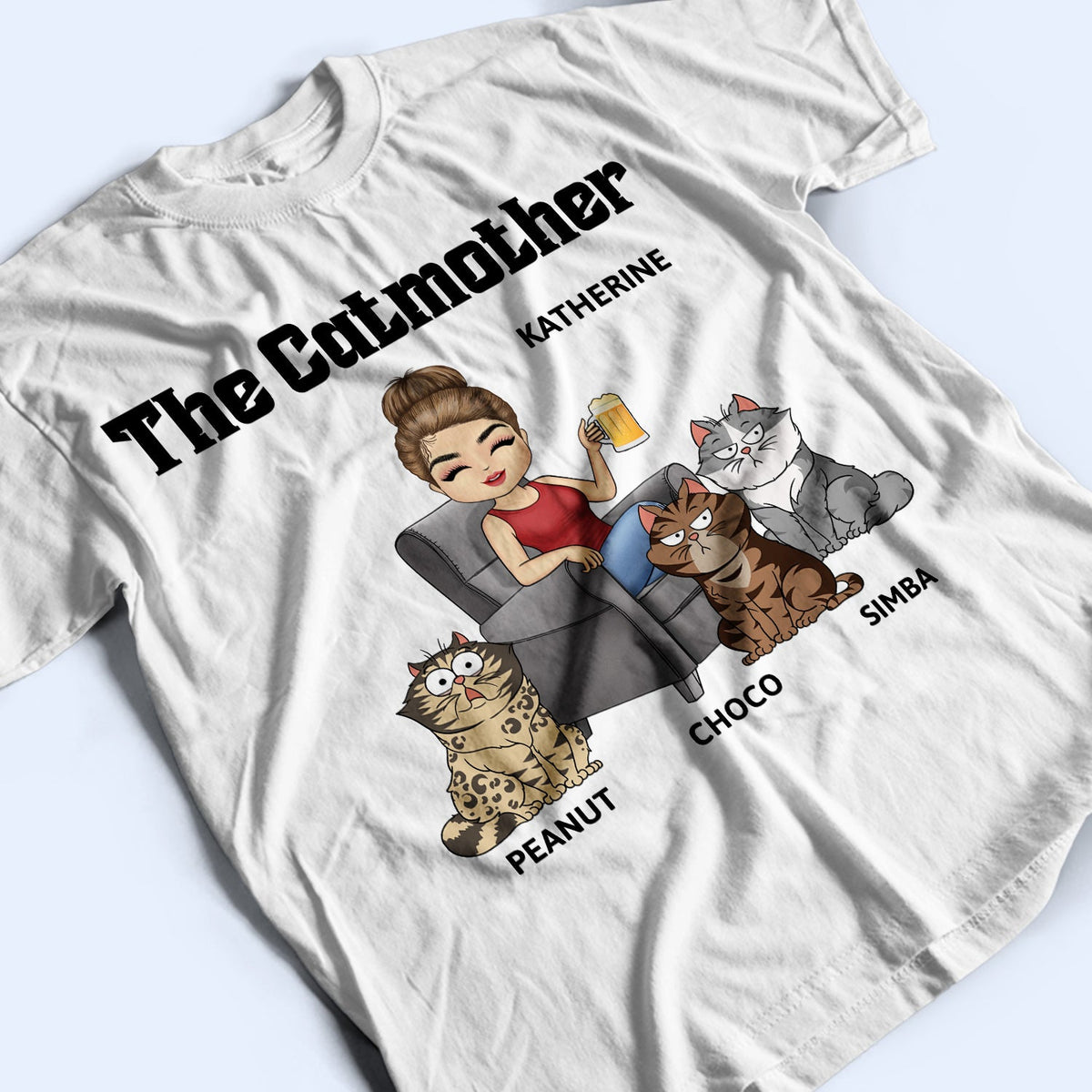 La Mère Chat - Cadeau pour les mamans de chats, les amoureux des chats, les femmes - T-shirt personnalisé