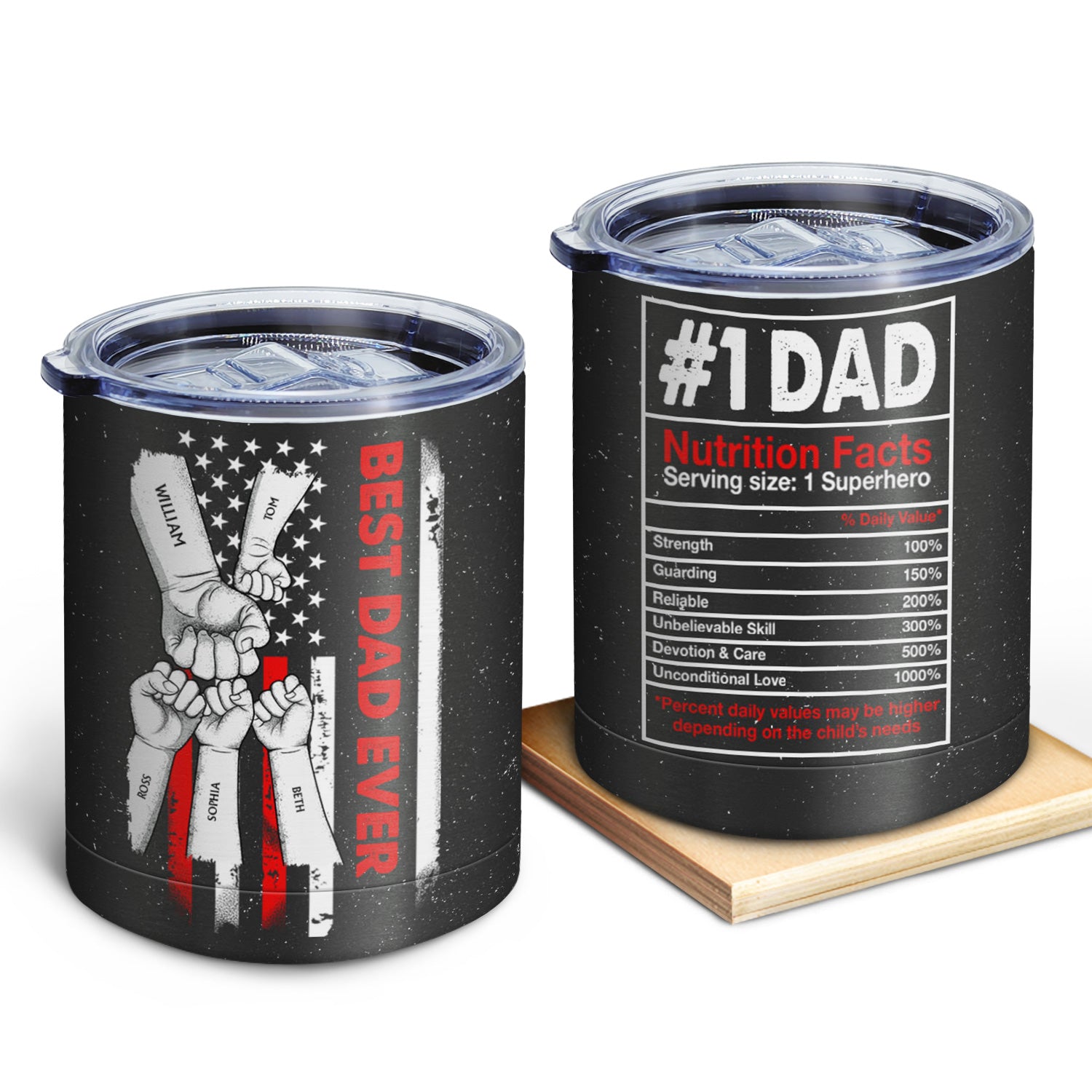 Best Dad Ever Fist Pump - Gift For Dad, Father - Personalized Lowball Tumbler