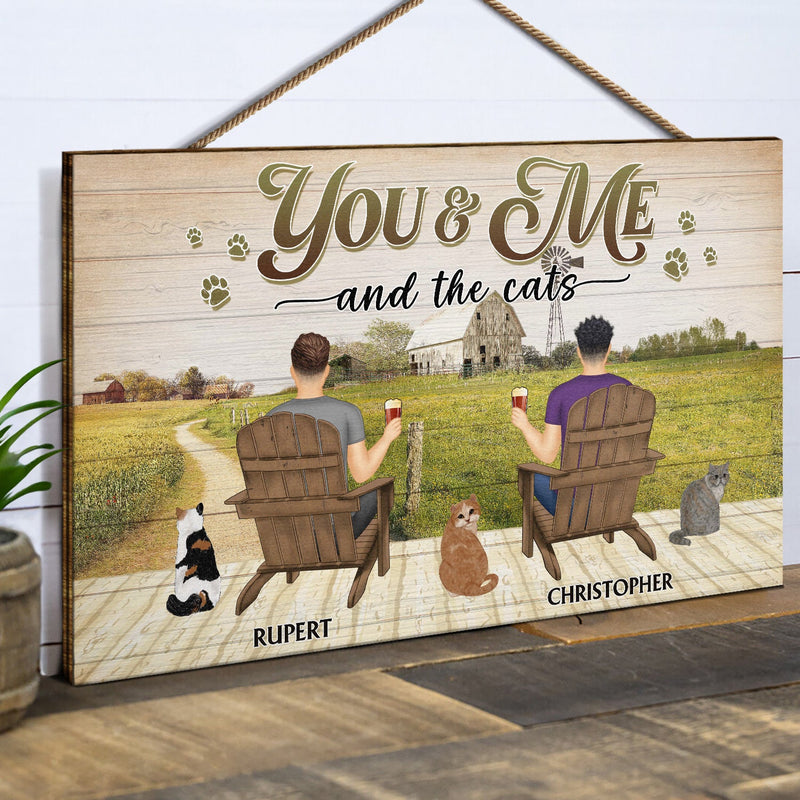 You And Me And The Dog Farm - Gift For Pet Couples - Personalized Wood Rectangle Sign