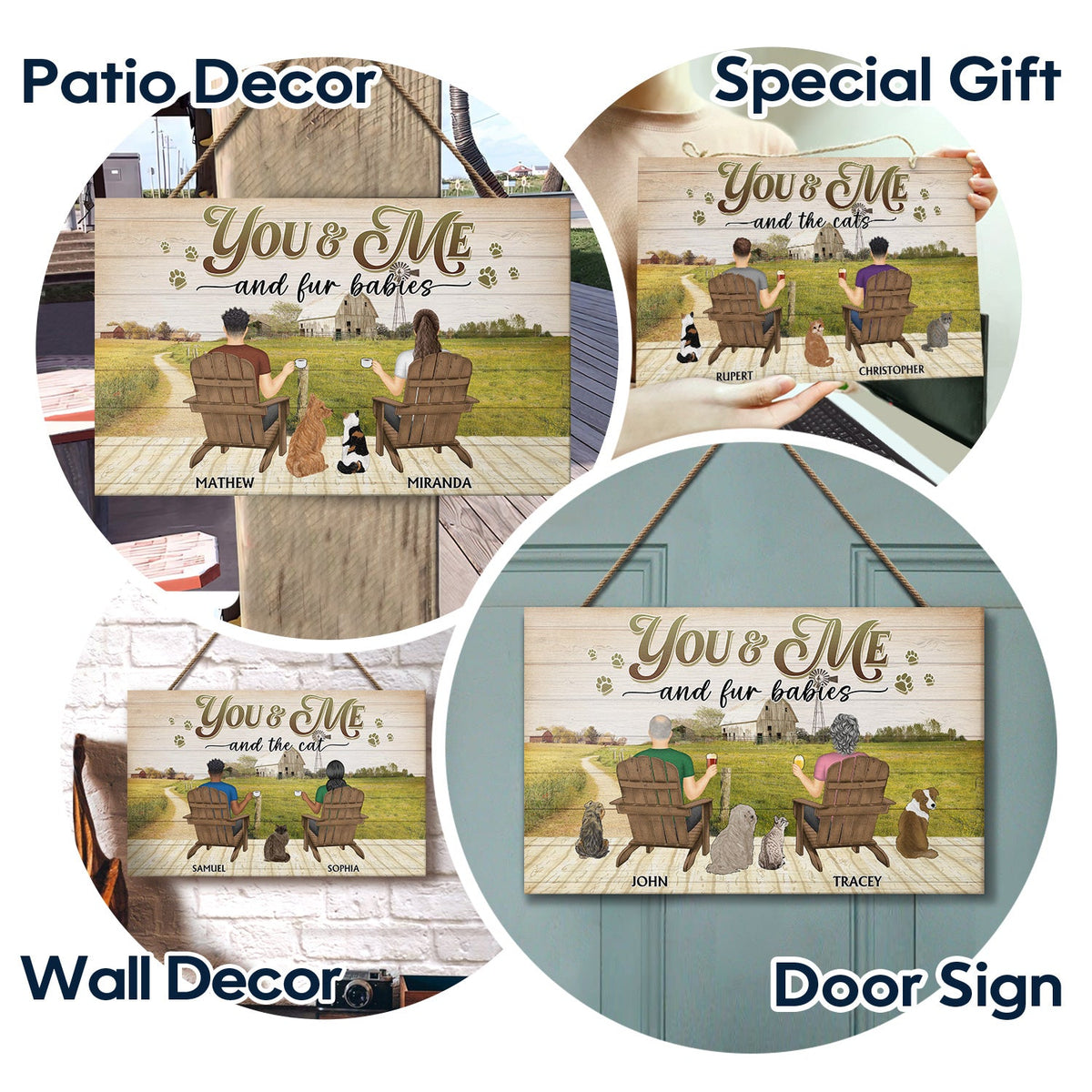 You And Me And The Dog Farm - Gift For Pet Couples - Personalized Wood Rectangle Sign