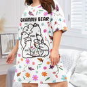 T-shirt de nuit personnalisé pour femme « Mama Bear » à motif floral – Cadeau d'anniversaire ou d'amour pour maman, mère, grand-mère