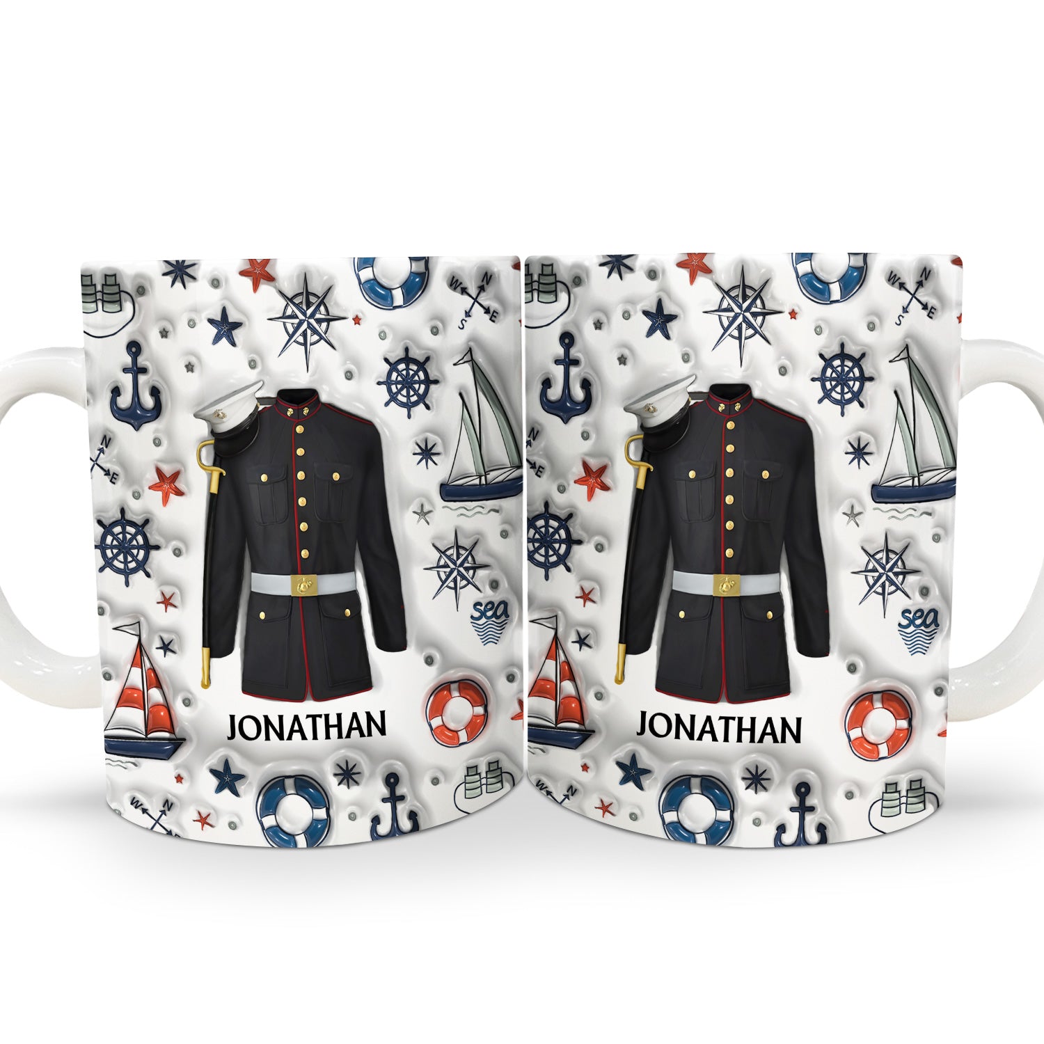 Navy Uniform - Gift For Veteran, Militant - 3D Inflated Effect Printed Mug, Personalized White Edge-to-Edge Mug
