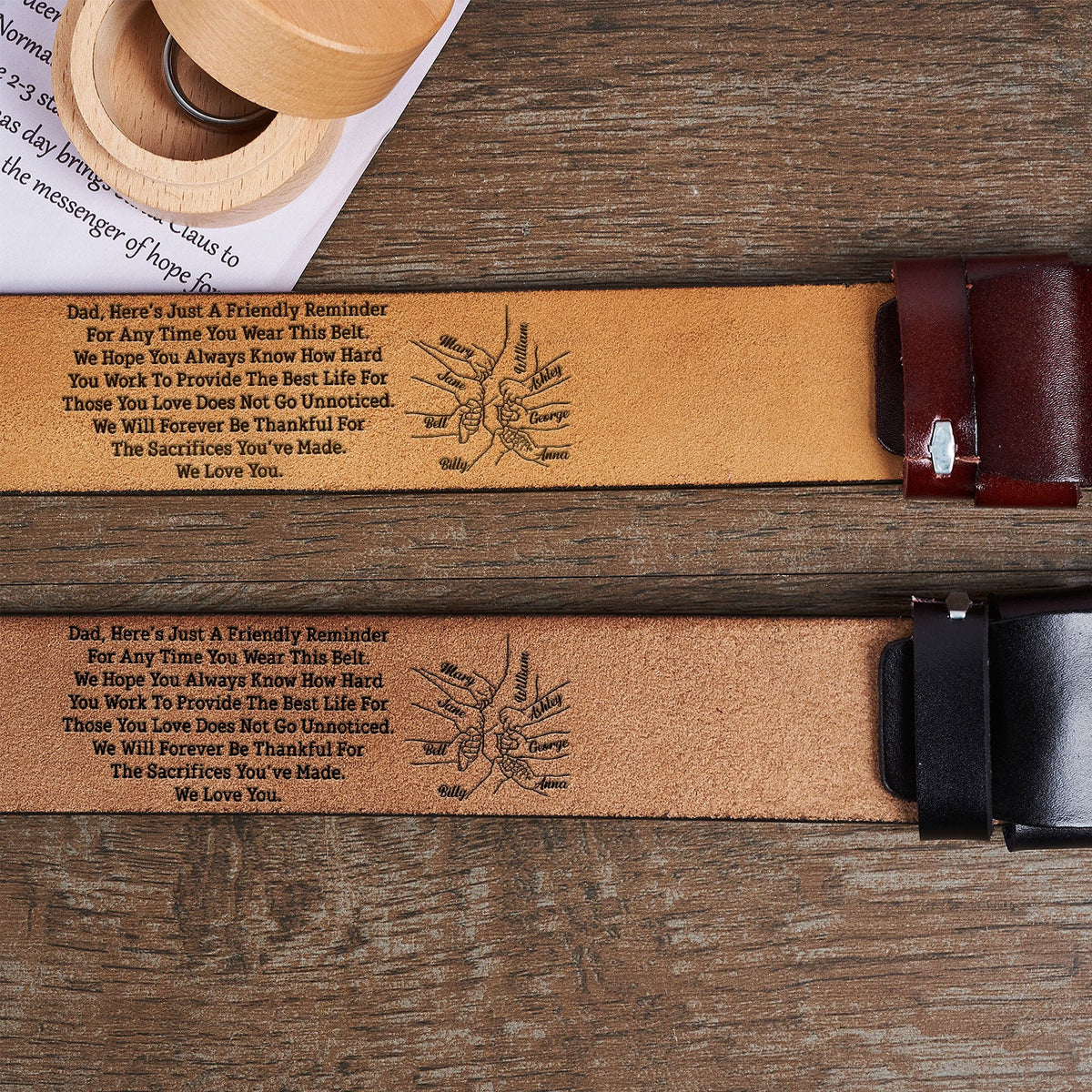 J'espère que vous savez toujours à quel point vous travaillez dur - Ceinture en cuir gravée personnalisée