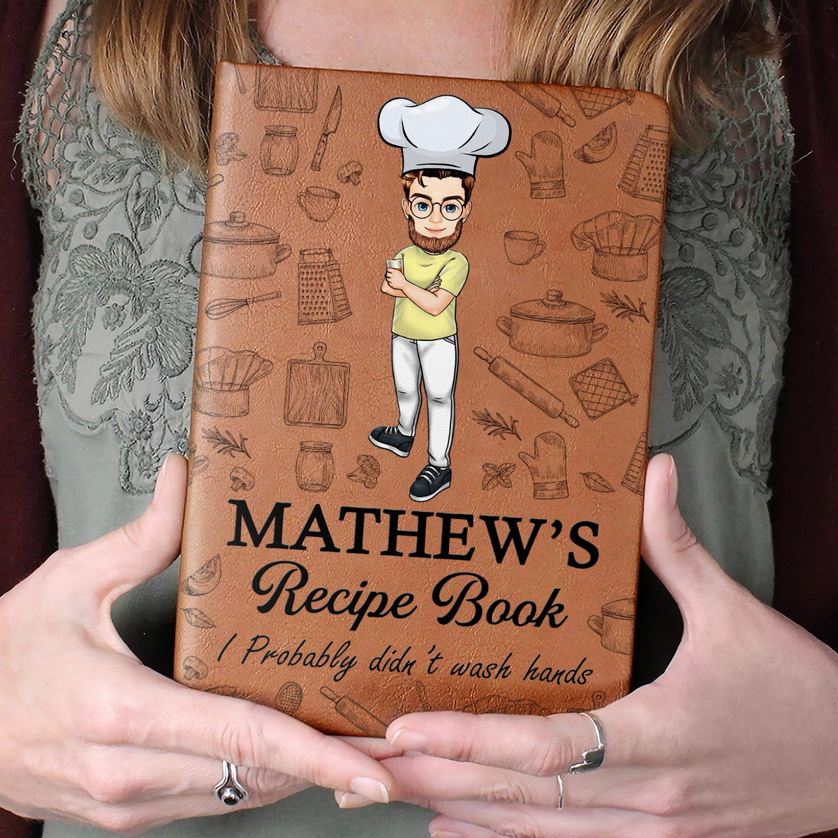 Livre de recettes de papa - Journal en cuir personnalisé