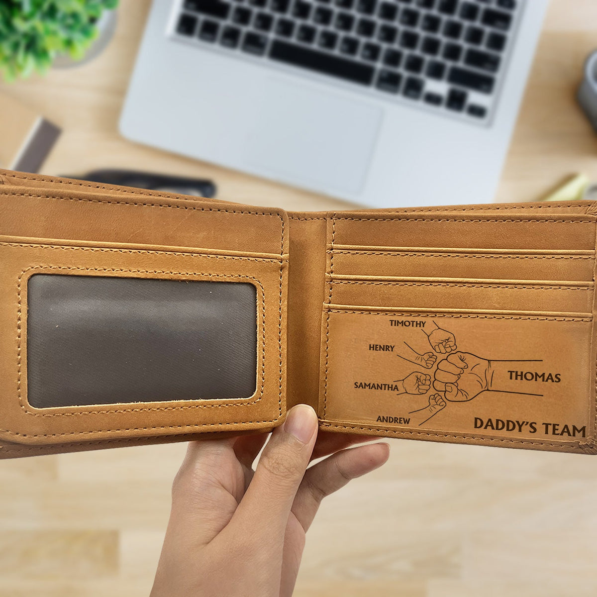 Best Dad Grandpa Ever Hand Punch - Personalized Bifold Wallet