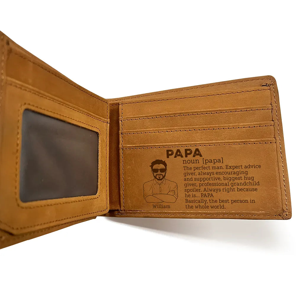 Papa Definition Grandpa - Personalized Bifold Wallet