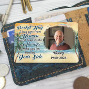Custom Photo A Hug Send From Heaven - Personalized Aluminum Wallet Card
