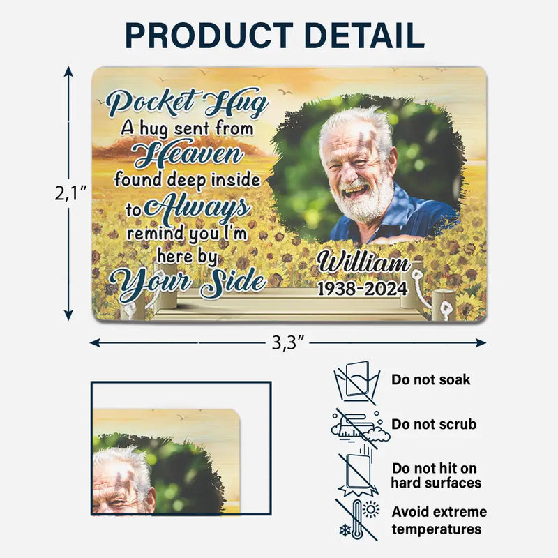 Custom Photo A Hug Send From Heaven - Personalized Aluminum Wallet Card