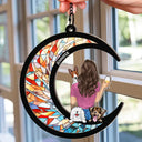 Dog Mom Dog Dad Moon - Personalized Window Hanging Suncatcher Ornament