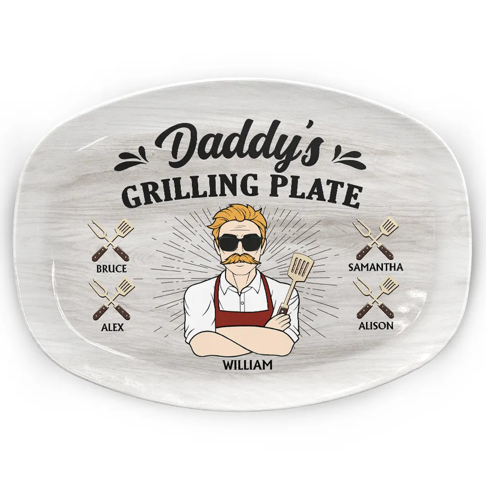 Daddy Is Grilling Daddy Grilling Plate - Personalized Plate