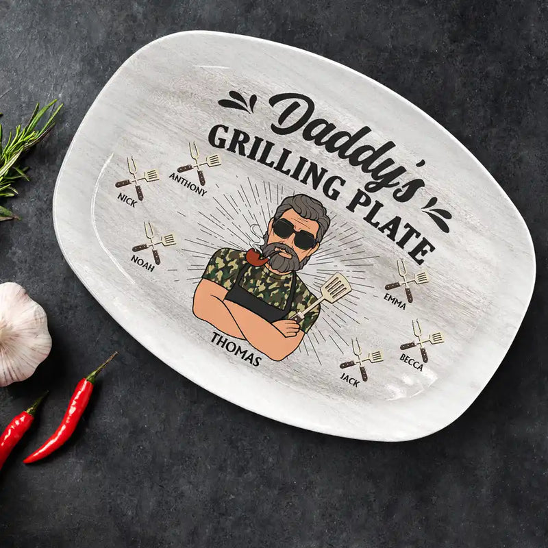 Daddy Is Grilling Daddy Grilling Plate - Personalized Plate
