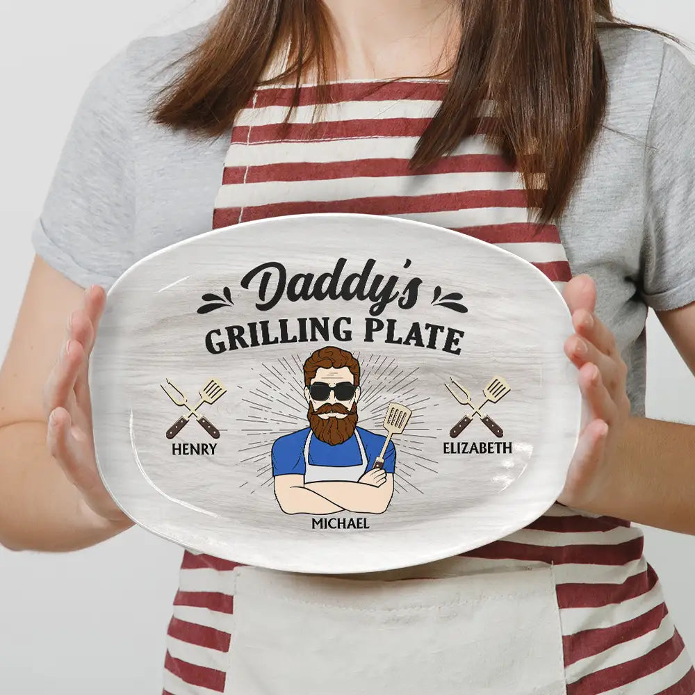Daddy Is Grilling Daddy Grilling Plate - Personalized Plate