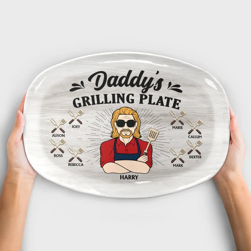 Daddy Is Grilling Daddy Grilling Plate - Personalized Plate