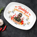 Daddy Grilling Plate Fire Cartoon - Personalized Plate