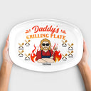 Daddy Grilling Plate Fire Cartoon - Personalized Plate