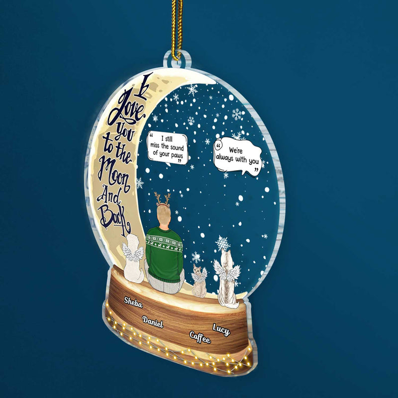 Snow Globe Love You To The Moon & Back - Christmas Keepsake, Sympathy Gift, Pet Memorial Gift - Personalized Custom Shaped Acrylic Ornament