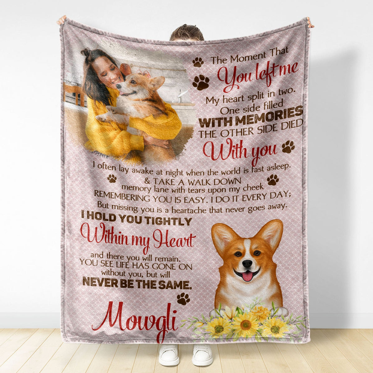 Custom Photo Don't Cry For Me I'm Okay - Dog Memorial Gift - Personalized Fleece Blanket