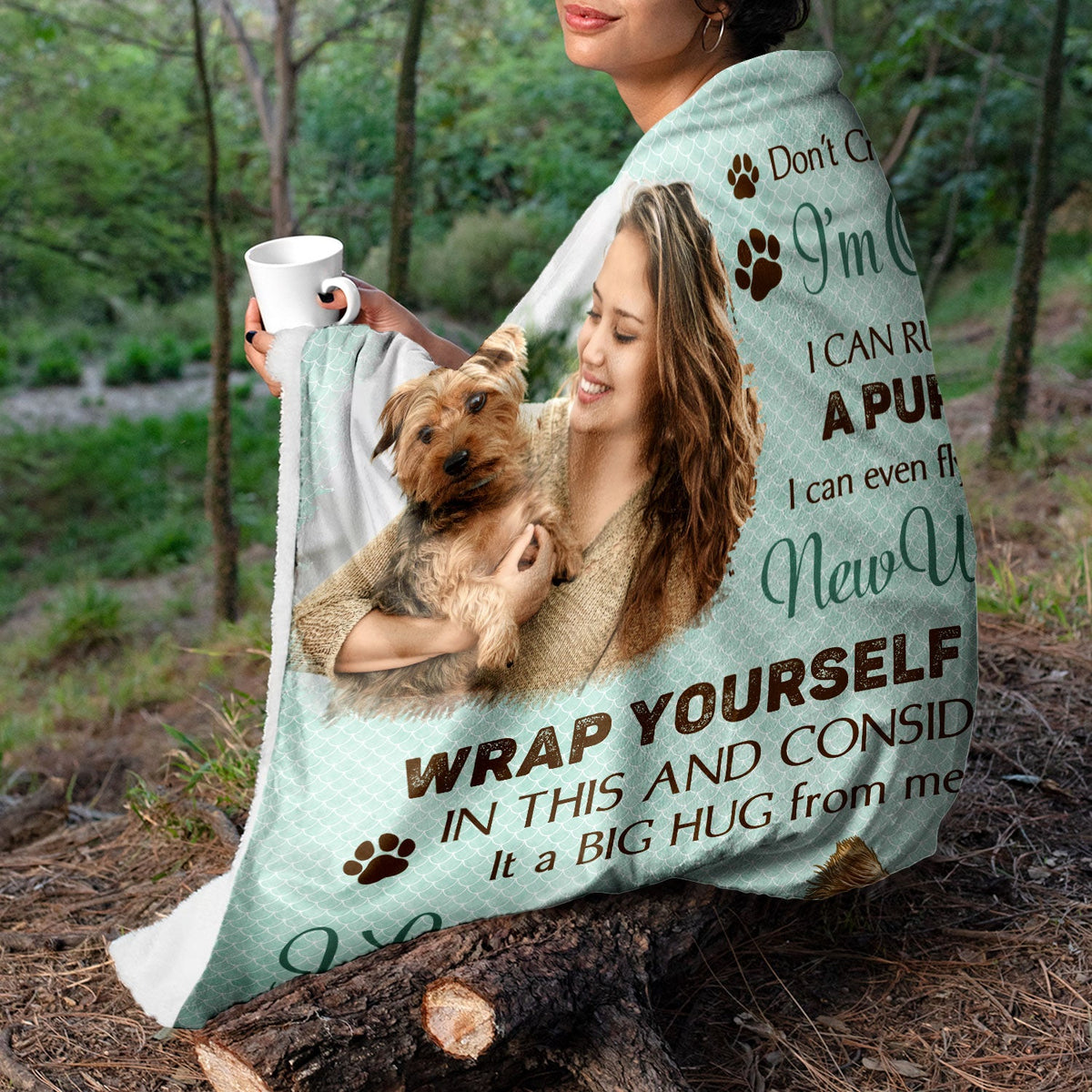 Custom Photo Don't Cry For Me I'm Okay - Dog Memorial Gift - Personalized Fleece Blanket