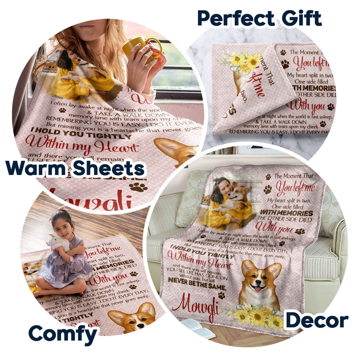 Custom Photo Don't Cry For Me I'm Okay - Dog Memorial Gift - Personalized Fleece Blanket