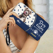Bisous de chien personnalisés pour tout arranger - Cadeau pour les amoureux des chiens - Portefeuille long en cuir personnalisé