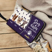 Bisous de chien personnalisés pour tout arranger - Cadeau pour les amoureux des chiens - Portefeuille long en cuir personnalisé