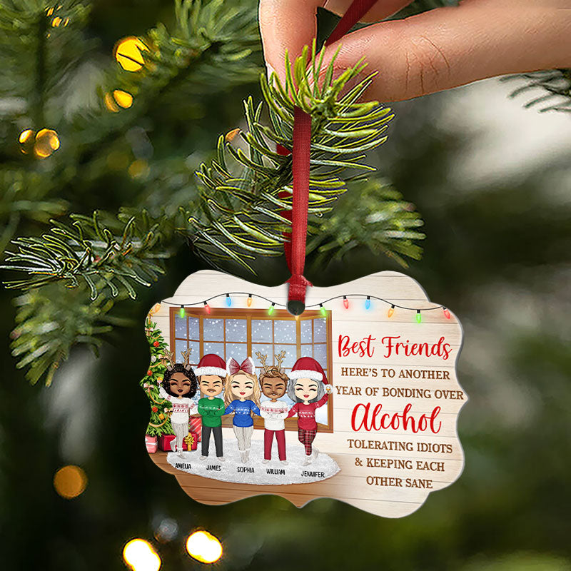 Meilleurs amis qui se maintiennent mutuellement sains d'esprit - Cadeau de Noël pour les meilleurs amis et collègues - Décoration personnalisée en aluminium