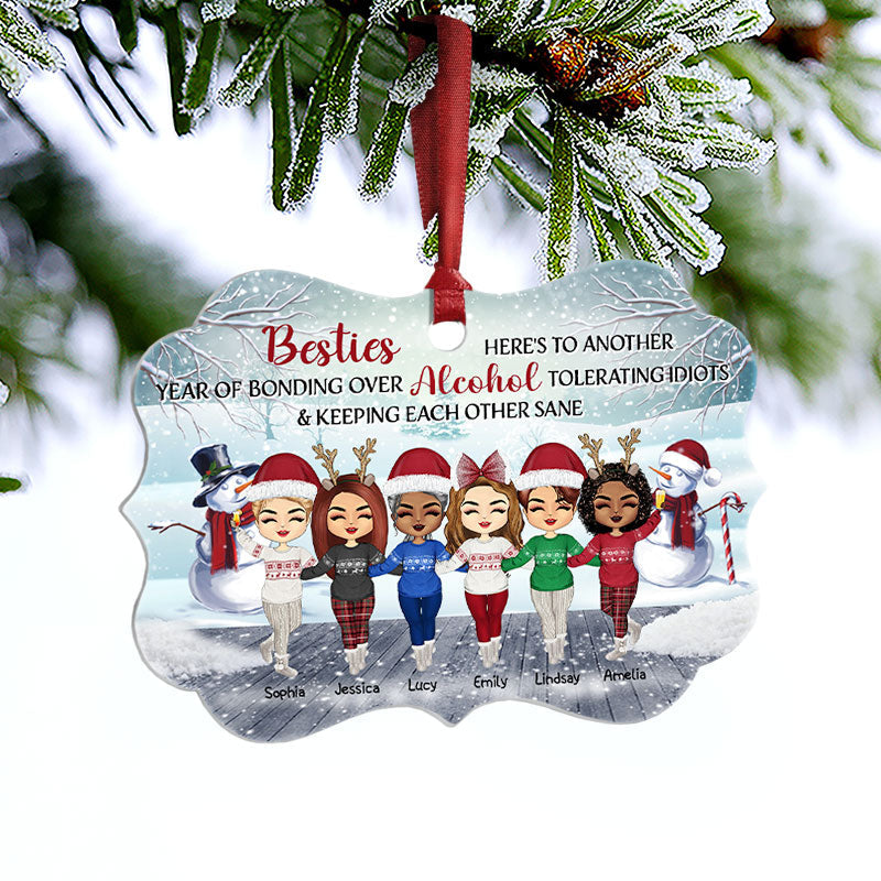 Best Friends Here's To Another Year - Christmas Gift For BFF And Colleagues - Personalized Custom Aluminum Ornament