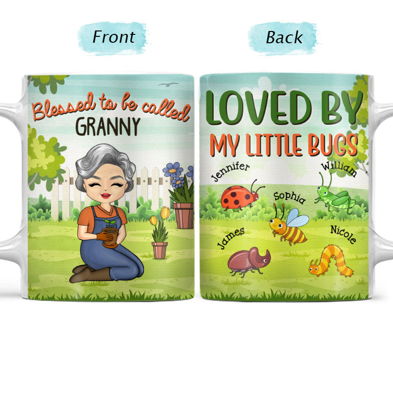 Aimée par ma petite jardinière - Cadeau pour femme - Mug blanc personnalisé bord à bord
