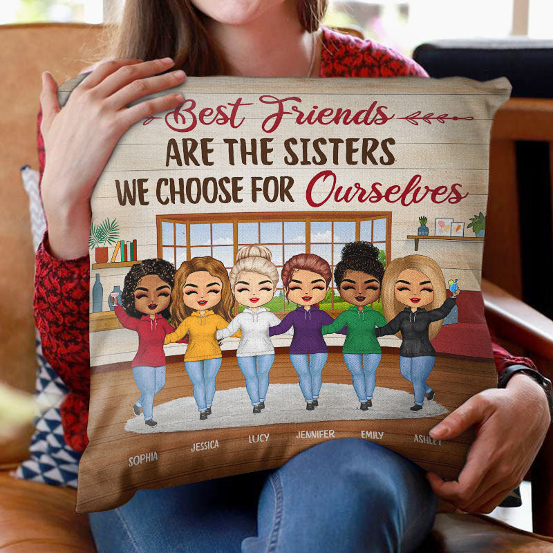 Best Friends Not Sisters By Blood But Sisters By Heart - Gift For BFF, Sisters - Personalized Custom Pillow
