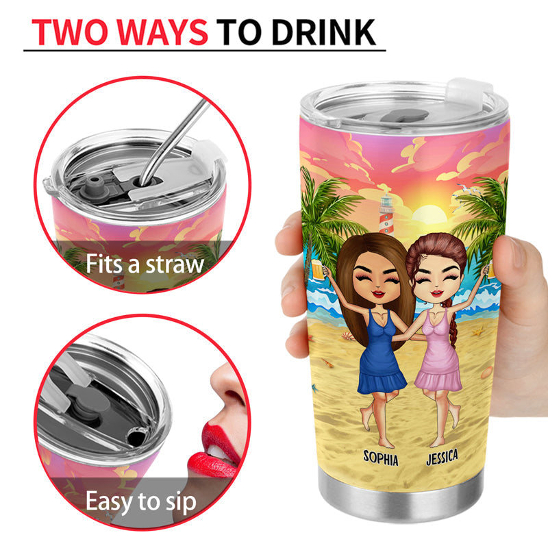 Beach Best Friends Beaches Booze Besties - Gift For BFF - Personalized Custom Tumbler